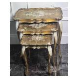 Brilliant Gold Patina Finish Nesting Table Set - (3) Brilliant Gold Patina Finish Nesting Table Set - (3)
