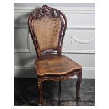 Antique Styled Carved Cane Back Accent Chair Antique Styled Carved Cane Back Accent Chair