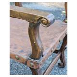 Spanish Colonial Accent Leather Chair with Peruvian Coin Tack Spanish Colonial Accent Leather Chair with Peruvian Coin Tack