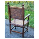 Spanish Colonial Accent Leather Chair with Peruvian Coin Tack Spanish Colonial Accent Leather Chair with Peruvian Coin Tack