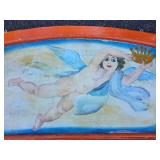 Wagon Gate Salvage Painted Cherub Scene Wagon Gate Salvage Painted Cherub Scene