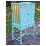 Turquoise and Gold Gothic Curio Cabinet Turquoise and Gold Gothic Curio Cabinet