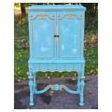 Turquoise and Gold Gothic Curio Cabinet Turquoise and Gold Gothic Curio Cabinet