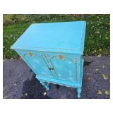 Turquoise and Gold Gothic Curio Cabinet Turquoise and Gold Gothic Curio Cabinet