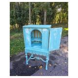 Turquoise and Gold Gothic Curio Cabinet Turquoise and Gold Gothic Curio Cabinet