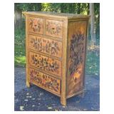 American Folk Floral Painted Five Drawer Bedroom Dresser American Folk Floral Painted Five Drawer Bedroom Dresser