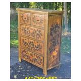 American Folk Floral Painted Five Drawer Bedroom Dresser American Folk Floral Painted Five Drawer Bedroom Dresser