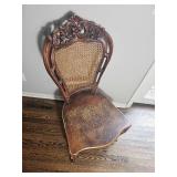 Antique Styled Carved Cane Back Accent Chair Antique Styled Carved Cane Back Accent Chair