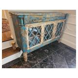 Distressed Windowed Sideboard Cabinet Distressed Windowed Sideboard Cabinet