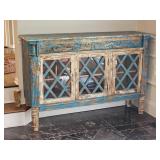 Distressed Windowed Sideboard Cabinet Distressed Windowed Sideboard Cabinet