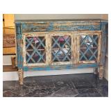 Distressed Windowed Sideboard Cabinet Distressed Windowed Sideboard Cabinet