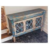 Distressed Windowed Sideboard Cabinet Distressed Windowed Sideboard Cabinet
