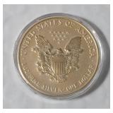 2005 Silver Liberty Eagle 24K Gold Plated in Case Very Nice- Type 1