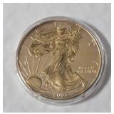 2005 Silver Liberty Eagle 24K Gold Plated in Case Very Nice- Type 1