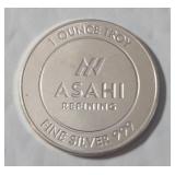 1 Troy Oz. Fine Silver Round,  ASAHI REFINING.
