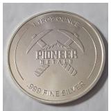 1 Troy Oz. Fine Silver Round. Pioneer Metals.