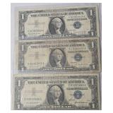 1957, 1957A,1957B Silver Certificate Blue Dot Dollar Bill