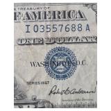 1957, 1957A,1957B Silver Certificate Blue Dot Dollar Bill