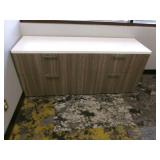 Power Sit Stand Desk with side desk/table and filing cabinet