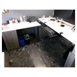 Power Sit Stand Desk with side desk/table and filing cabinet