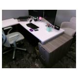 Power Sit Stand Desk  with File Cabinet