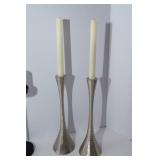 Set of Candle Holders with Candles – Silver & Black