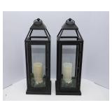 Set of Two Lanterns with Battery-Operated Candles – 23.5" Tall