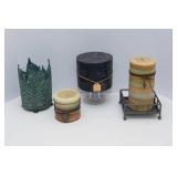 Set of Decorative Candles – Three Large & One Battery-Operated with Holder