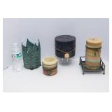 Set of Decorative Candles – Three Large & One Battery-Operated with Holder