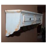 Shabby Chic Decorative Wall Shelf with Hooks