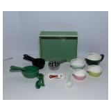 Assorted Measuring Cups – Plastic, Metal, and Ceramic