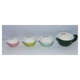 Assorted Measuring Cups – Plastic, Metal, and Ceramic