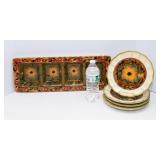 Certified International Salad Plate Set – 4 Plates with Matching Serving Tray