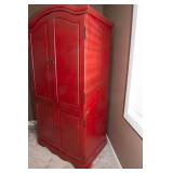 Large Red Painted Armoire / Entertainment Cabinet