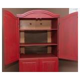 Large Red Painted Armoire / Entertainment Cabinet
