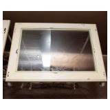 Set of Two White Side Tables with Glass Tops