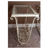 Set of Two White Side Tables with Glass Tops