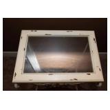 Set of Two White Side Tables with Glass Tops