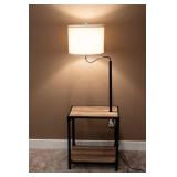 Side Table with Attached Lamp