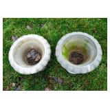 Set of 2 Cement Planters – 14" Diameter x 13" T
