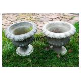 Set of 2 Cement Planters – 14" Diameter x 13" T