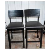 Set of 2 Black Faux Leather Barstools
