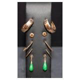 Five Pairs Gold Tone Earrings