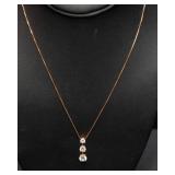 14K Gold Necklace with Rhinestone Pendant