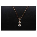 14K Gold Necklace with Rhinestone Pendant