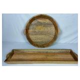 Two Large Hearth & Home Wooden Trays for Serving or Décor - 20" round or 32" L
