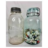 Vintage Button Collection in Atlas, Dominum and Ball Canning Jars