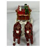 Two Vintage Cast Iron 8 Clydesdale Horses Beer Wagon