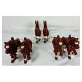 Two Vintage Cast Iron 8 Clydesdale Horses Beer Wagon