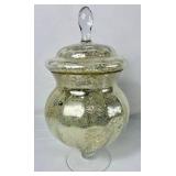 Pottery Barn Accents Cloche Jewelry Display plus Large Silver Mercury Glass Container with Lid